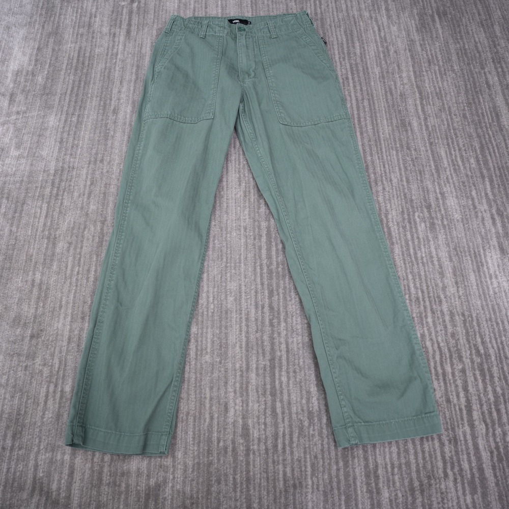 Vans Loose Tapered Fit Pants Mens 28 Green Cotton Herringbone Utility Excellent